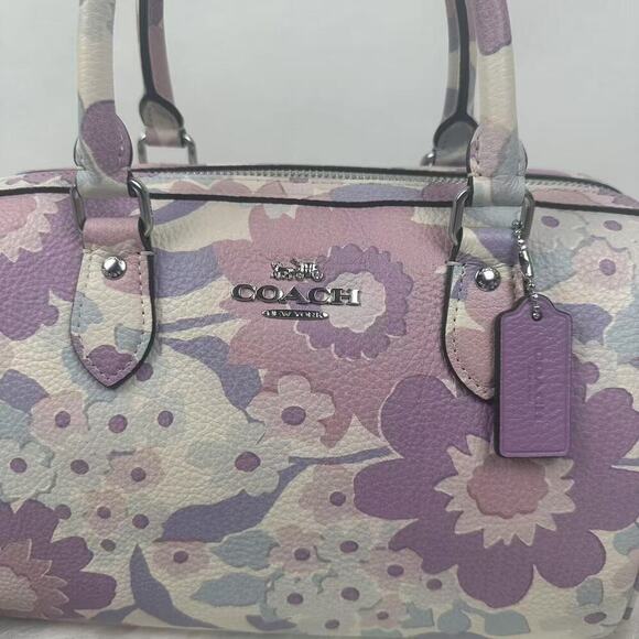 COACH Rowan Satchel Crossbody Bag Floral Print In leather/Ivory Multi CBG82 NWT - Picture 10 of 11